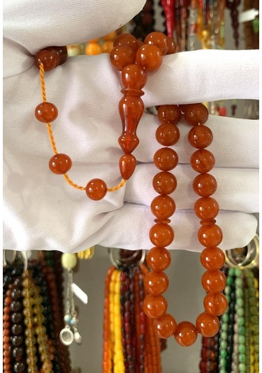 Turuncu Küre Model Sıkma Kehribar Tesbih