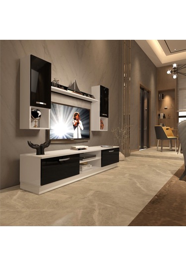 Decoraktiv Eko 5dab Slm Dvd Tv Ünitesi Tv Sehpası Beyaz - Siyah
