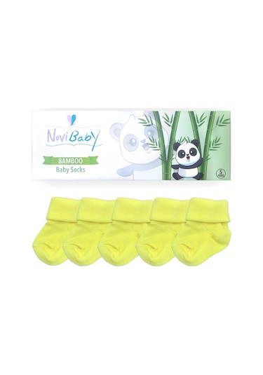 Novibaby 5'li Bambu Yenidoğan Bebek Çorabı I Lemon I 0-6 ay "Karışık Renkli"