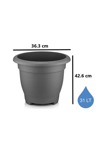 Omnipazar So-vhs7 Dekoratif Vaha Saksı İç Ve Dış Mekan 31 Litre No 7 Antrasit 116