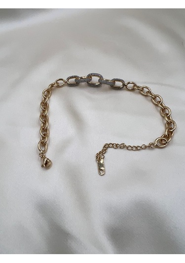 İthal Vip Üç Boyutlu Taşlı Halka Bileklik Altın - Gümüş