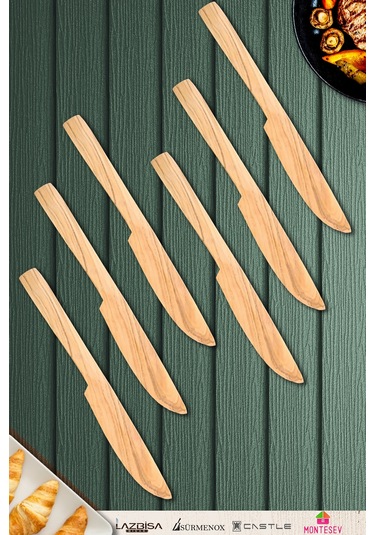 Zeytin Ağacı Ahşap Tahta Bal Reçel Kaşığı Kahvaltı Çatalı Kahvaltı Bıçağı Zeytin Ağacı Ynzyt-551 Kahverengi