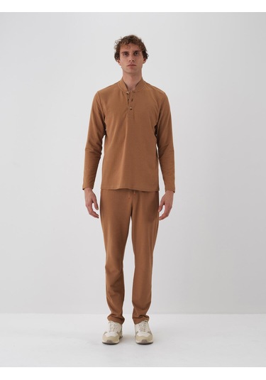 Camel Pamuk Dokulu Regular Fit Sweat Pantolon 380187 Camel