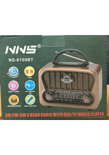 Nns Ns-8109bt Bluetooth Usb Nostaljik Şarjlı Radyo