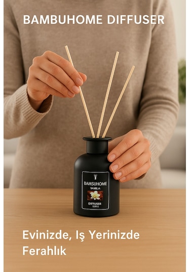Bambuhome Dıffuser Oda Ofis Ortam Kokusu Vanilya 120 Ml Reed Dıffuser Vanilla