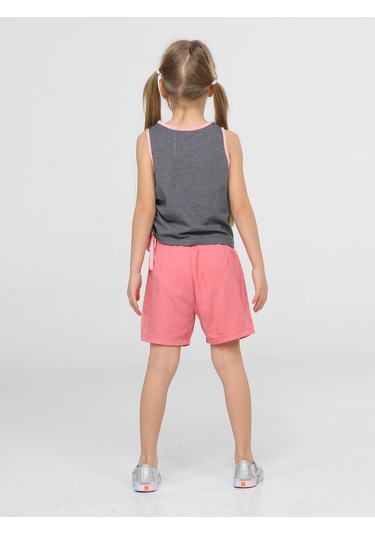 Kedili Dokuma Şort Takım-pembe - Siyah Pembe - Siyah