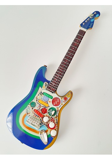 El Yapımı 1/4 Ölçek Minyatür Elektro Gitar Stratocaster Rocky Bl