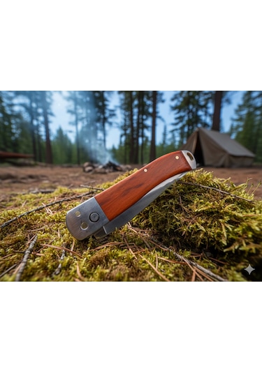 EL İŞÇİLİĞİ KİLİTLİ-KLİPSLİ Kamp ÇAKI 4116 ÇELİK 22CM AHŞAP SAP