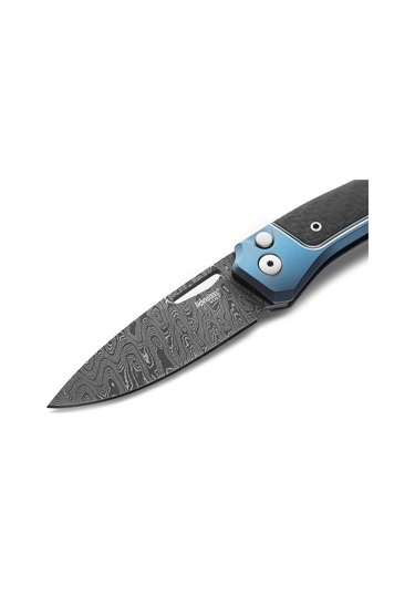 Lionsteel Twain Damascus - Blue Titanium / Carbon Fiber Çakı Mavi