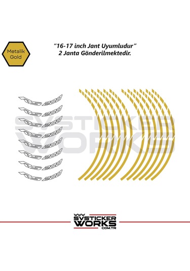 Bajaj Rs200 Jant Sticker Dış Ve İç Set Sticker Jant Şeridi Altın