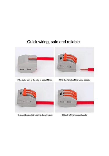 Koodmax 10 Adet Üçlü Kolay Kablo Tel Birleştirici Konnektör Vidasız Klemens - Hızlı Bağlantı Kesme