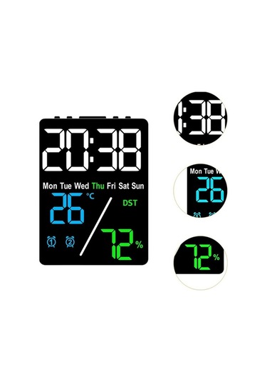 Trendooze Suntek Saat Ev Dijital Çalar Ayarları Alarm 3-renk-siyah 2 Lc