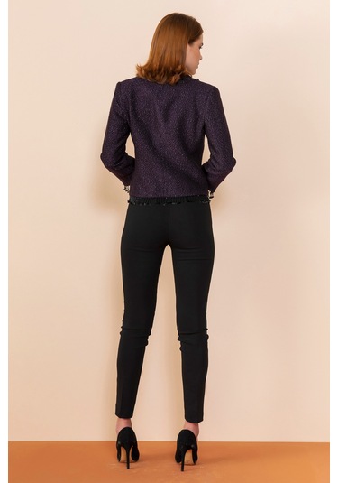 Serpil Exclusive Kadın Püskül Detaylı Kısa Blazer Ceket Mor