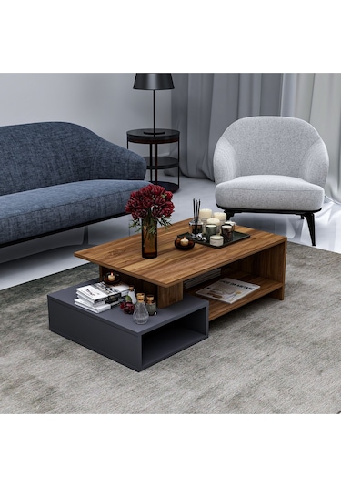 Dux Dekoratif Orta Sehpa Antrasit - Ceviz