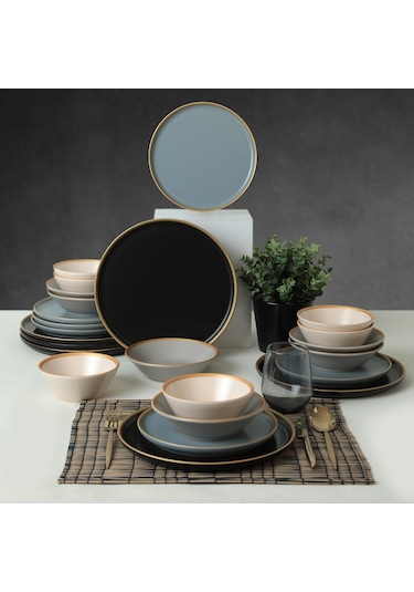 Keramika Safir Gri Yemek Takımı 6 Kişilik 24 Parça 624-995