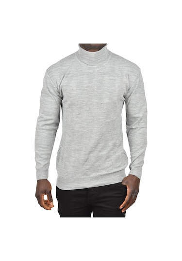 Deepsea Erkek Gri Slim Fit Baklava Desenli Tam Balıkçı Yaka Boğazlı Triko Balıkçı Yaka Kazak 2505507 Gri