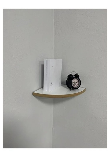 Yuvarlak Oval Köşe Raf, Rafın Kesik Köşesi, Beyaz Rustik Raf