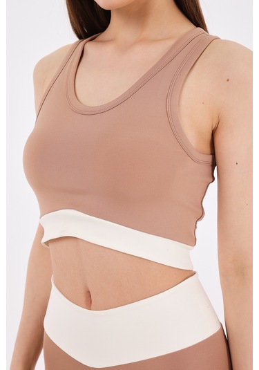 Scorp Sense Kadın Spor Büstiyer Kısa Biker Tayt Takımı Bej STANDART