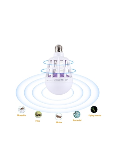 Sones E27 15w Beyaz Işık + 365 Nm Mor Işık Sivrisinek Öldürücü Ampul Lamba, Sinek Haşere Böcekleri Reddet Zapper Led Top Dik Işık, Ac 175-265v