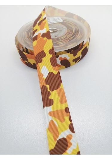 FdayAksesuar Turuncu Kamuflaj Desenli Grogren Kurdele 2,5 cm 1 Metre FRDY27483