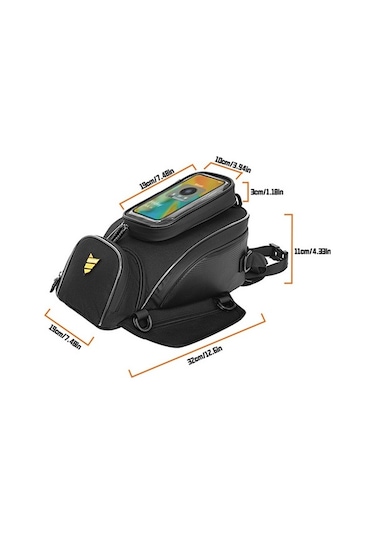 Motosiklet Depo Çantası Telefon Tutucu İle Çok İşlevli Çoğu Cross-riding Motosikletine Siyah Siyah