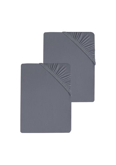 Düz Pamuklu Tek Kişilik Lastikli Penye Çarşaf Antrasit 2 Adet