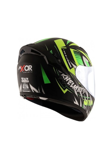 Axor Rage Trogon-E  CE2205 DOT FMVSS218 Motosiklet Kaskı Siyah - Yeşil - Sarı