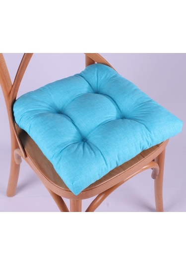 Altınpamuk Altınpamuk Lina Pofidik Turkuaz Sandalye Minderi Özel Dikişli Bağ