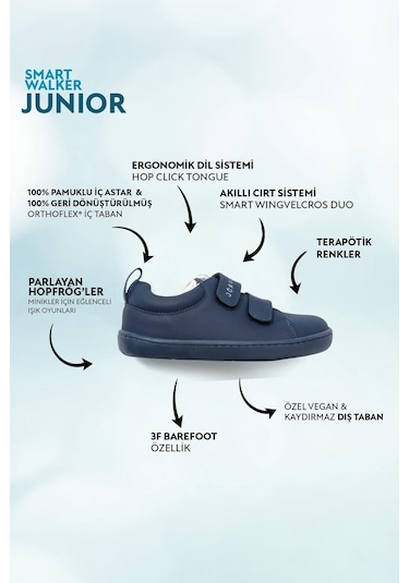 Smart Walker Junior Süper Mat Lacivert Barefoot Çocuk Ayakkabı-süper Mat Lacivert