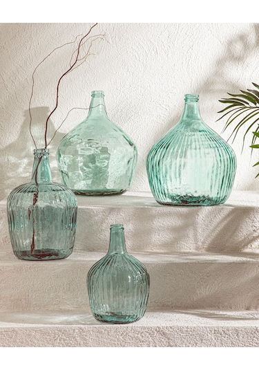 English Home Recycled Demijohn Cam Vazo Yeşil Yeşil