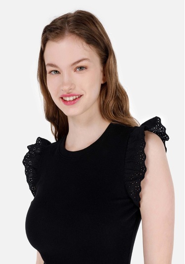 Colins Slim Fit Kadın Siyah Kısa Kol Elbise Cl1069048 Q1.v2 Blk Siyah