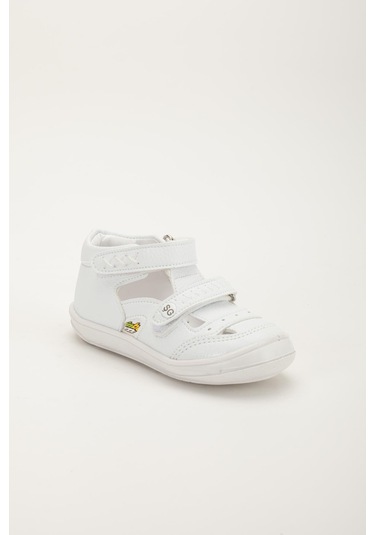 Şirinbebe Ortopedik Erkek Bebek İlkadım Ayakkabı Beyaz Çift Cırtlı Yan Açık-4058 Beyaz
