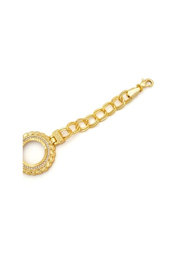 Altın Kaplama İmitasyon Desenli Figaro Model Çeyrek Çerçeve Bileklik Blk-1158 Altın