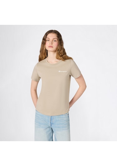 Champion Ss Regular Fit Kadın Bej T-shirt 118408 5559697