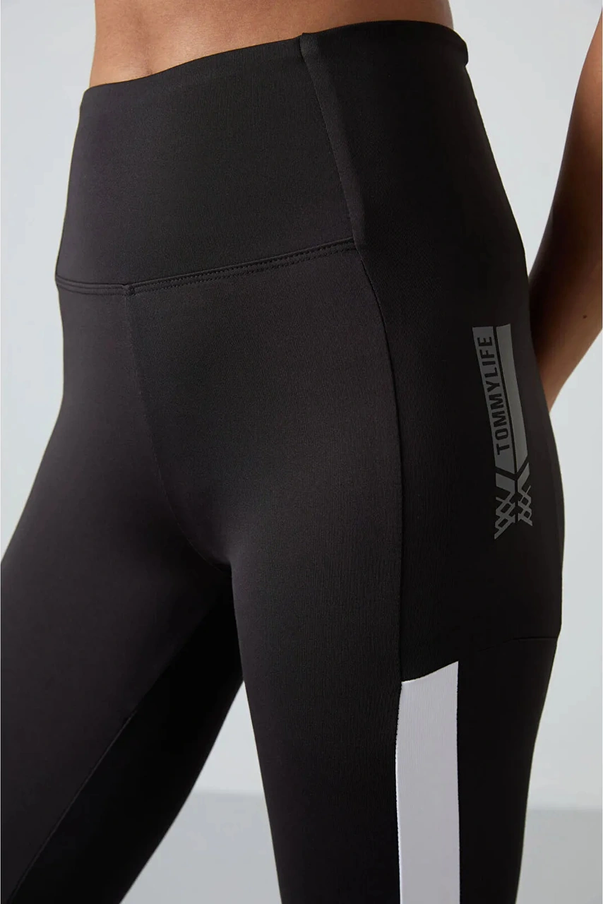 Tommy Lıfe Siyah Polyester Esnek Standart Fit Performans Kadın Tayt Takım 95332 SiYAH