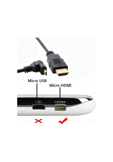 Micro HDMI to HDMI 90 Derece Açılı Mikro HDMI Tablet Kamera Kablo