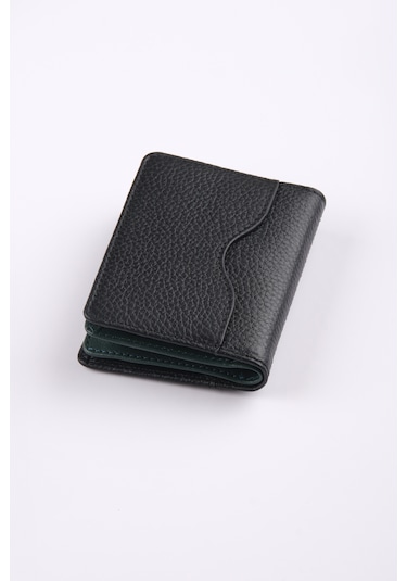 Ancora Leather Hakiki Deri Kartlık-26207 Siyah - Yeşil