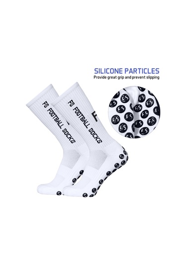 Yuntech01 3'lü Yapışkan Futbol Çorapları - Polyester Malzeme - 39-46 Beden Beyaz