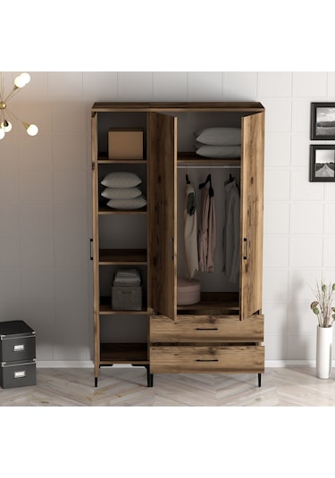 Variant Kumsal 3 Kapılı Pt Gardrop - Ceviz / Ceviz