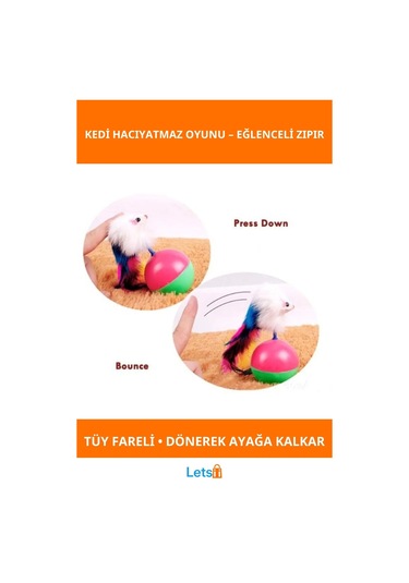 Renkli Tüy Kedi Hacıyatmaz Oyunu Eğlenceli Evcil Hayvan Oyuncağı