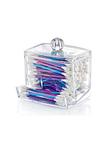 Flosoft Pamuklu Kulak Çubuğu Organizeri, Kulak Pamukluğu Kutusu Düzenleyici Şeffaf