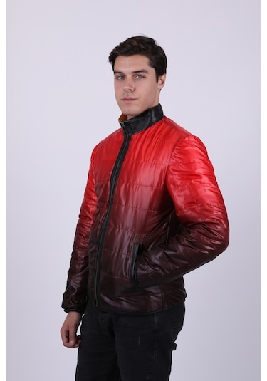 New Zaya Leather Erkek Şişme Sarı Deri Ceket Sarı