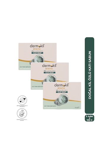 Dermokil Doğal Kil Özlü Katı Sabun 100 G X 3 Adet Gül