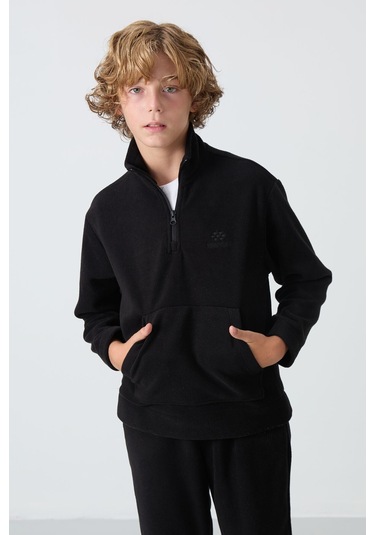 Tommy Life Siyah Kalın Yumuşak Dokulu Standart Fit Nakışlı Polar Erkek Çocuk Eşofman Takım - 11218 Siyah