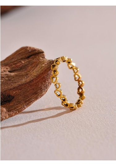 Eetit Minimalist Paslanmaz Çelik Kalp Aşk Hollow Ince Yüzük Kadınlar İçin Altın Renk Su Geçirmez Romantik Moda Günlük Takı Hediye 8