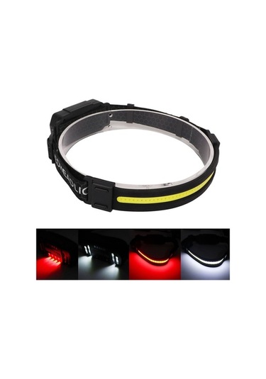 Ulzyvf Suya Siyah Şarjlı Led Lambası Koşusu Kafa İçin Far, Dayanıklı Balıkçılık Yv Siyah