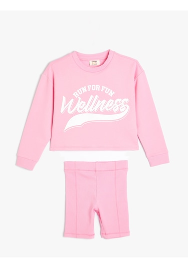 Koton Sweatshirt Ve Şort Seti İkili Pamuklu Pembe 4skg10180ak Pembe