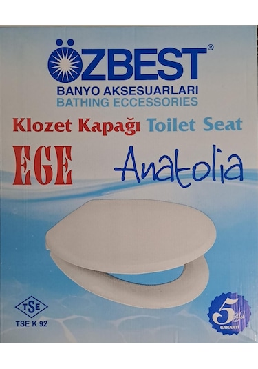 Özbest Ege Anatolia Akdeniz 36 X 43 Cm Normal Kapanan Plastik Klozet Kapağı Beyaz