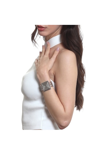 Labalaba Kadın Antik Gümüş Kaplama Zincir Bağlantılı Modern Tasarım Bileklik Gümüş