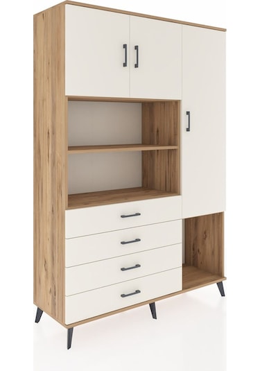 Hyperion Dolap 8 Raflı 4 Çekmeceli 3 Kapaklı 132x44x195 Çam-a... Çam